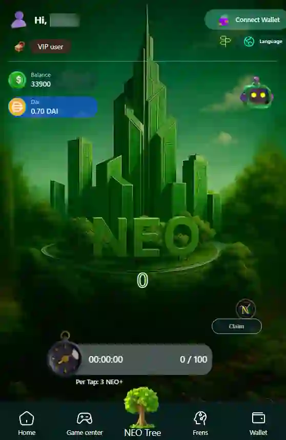 صفحه اول بازی neo